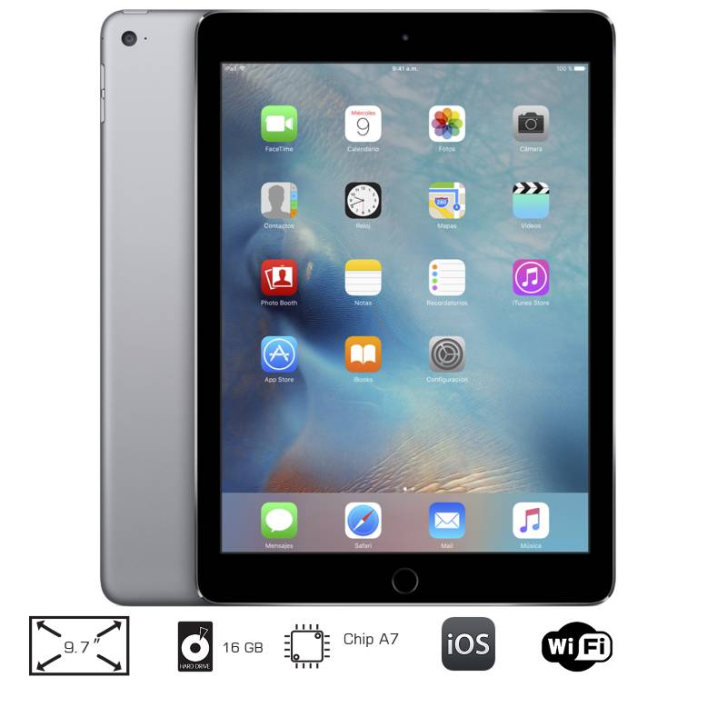 Apple - iPad Air 2 Wi-Fi 16GB Gris  