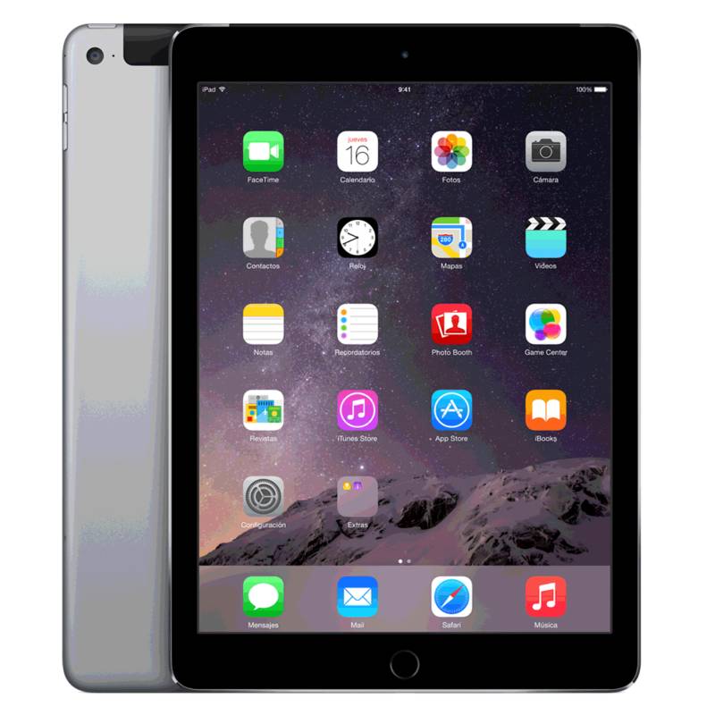 Apple - iPad Air 2 Wi-Fi + Cellular 128GB Gris  