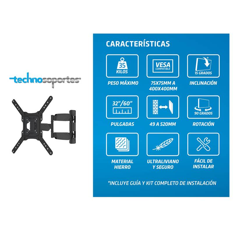 Soporte de Brazo para TV 32-60 TSLB37 TECHNOSOPORTES