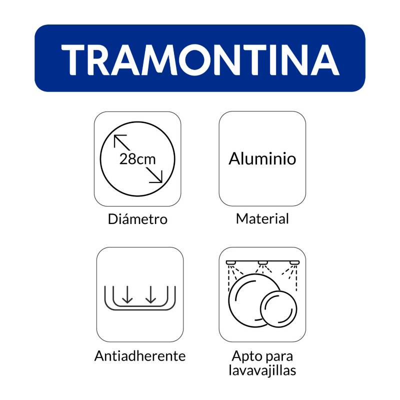 TRAMONTINA - Plancha Tramontina Antiadherente Acero Inoxidable 28 cm
