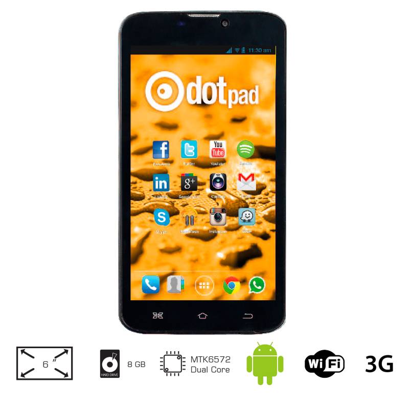 DotPad - Phablet 6 pulgadas 8GB Negra Doble Sim con Cubierta Flip