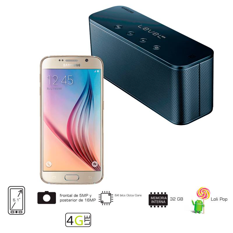 SAMSUNG - Celular Libre Galaxy S6 32GB Dorado + Level Box Mini