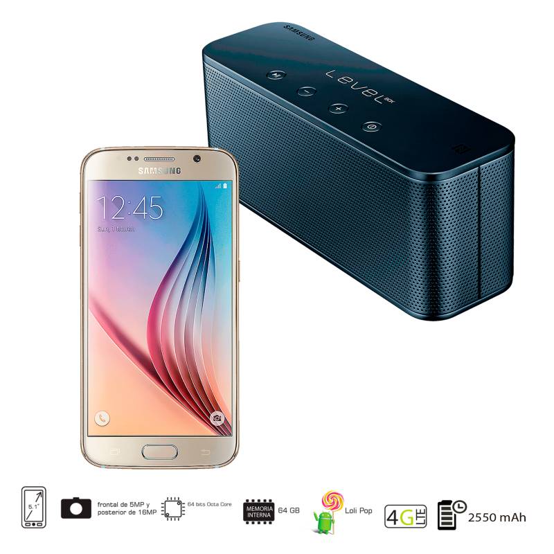 SAMSUNG - Celular Libre Galaxy S6 64GB Blanco + Level Box Mini