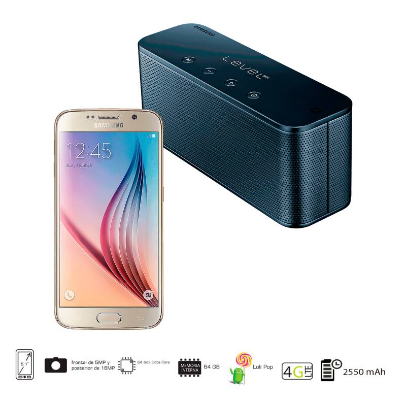 SAMSUNG - Celular Libre Galaxy S6 64GB Dorado + Level Box Mini
