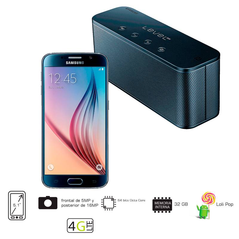 SAMSUNG - Celular Libre Galaxy S6 32GB Negro + Level Box Mini