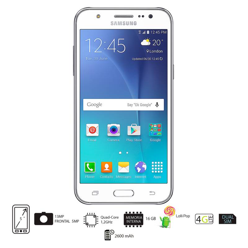 SAMSUNG - Galaxy J5 LTE Blanco Celular Libre DS