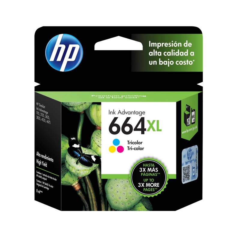 HP - Cartucho de Tinta 664XL Tricolor