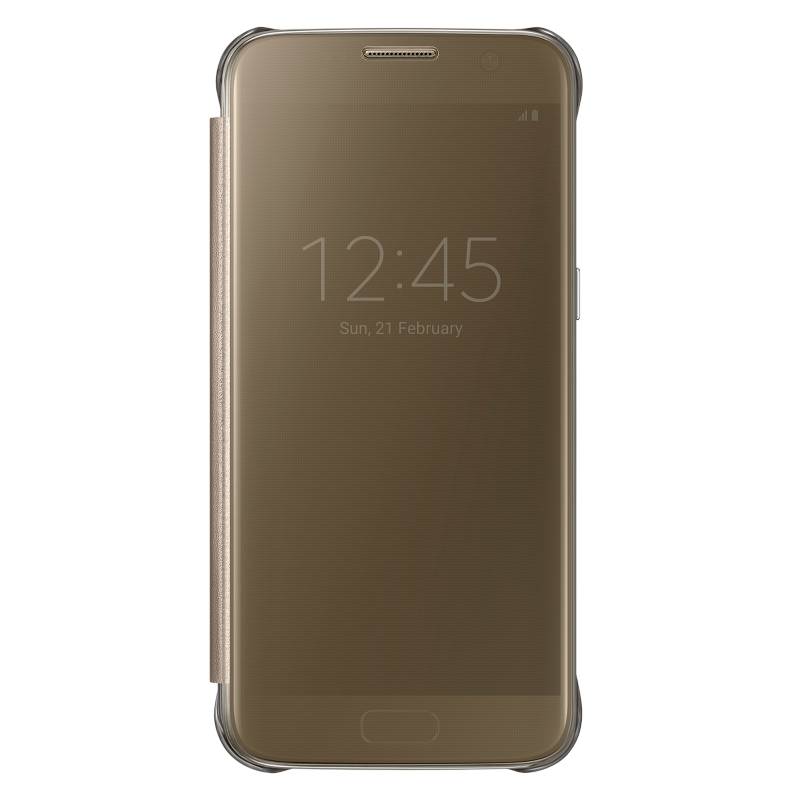 Samsung - Carcasa Clear View para S7 Dorado