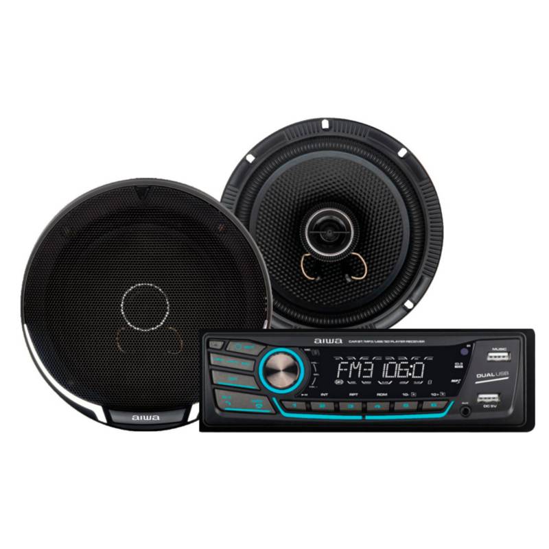 AIWA - Combo Radio Carro Aiwa Bluetooth + Parlantes 16cm