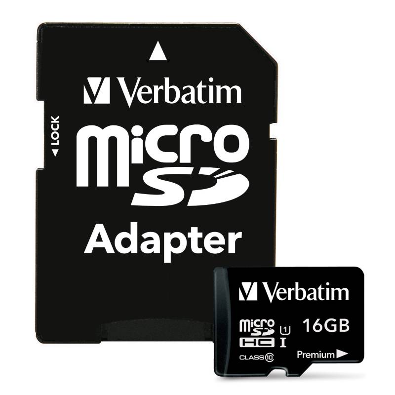 Verbatim - Tarjeta de Memoria MicroSDHC 16 GB + Adaptador