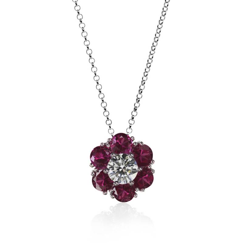 CARAT London - Collar Ruby Flower Pendant