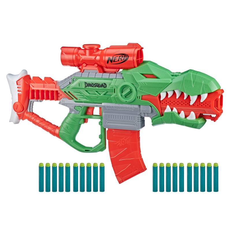 NERF - Lanzador Nerf Dinosquad Rex Rampage. Incluye: lanzador, clip, 20 dardos e instrucciones. (A partir de 8 años)