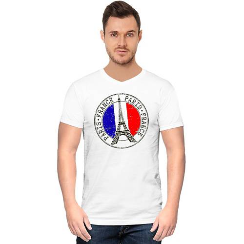 Camiseta hombre m/c paris francia cuello v adn