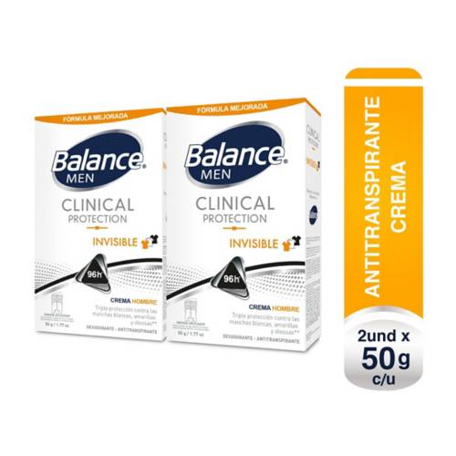 Desodorante Balance Crema Clinical Invi Hom 2X50Gr