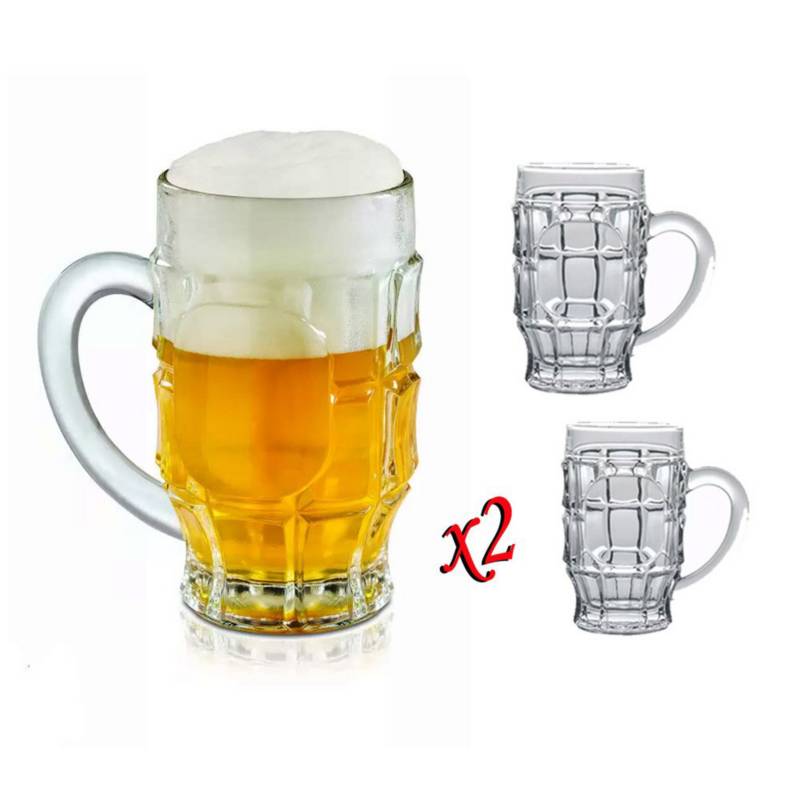 Pack X2 Jarras Cervecera Vaso Cervecero 1 Litro cristal