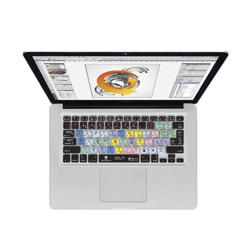 KB Covers - Protector de Teclado para Macbook Pro/Air 13", 14" y 15"-Atajos Adobe Illustrator