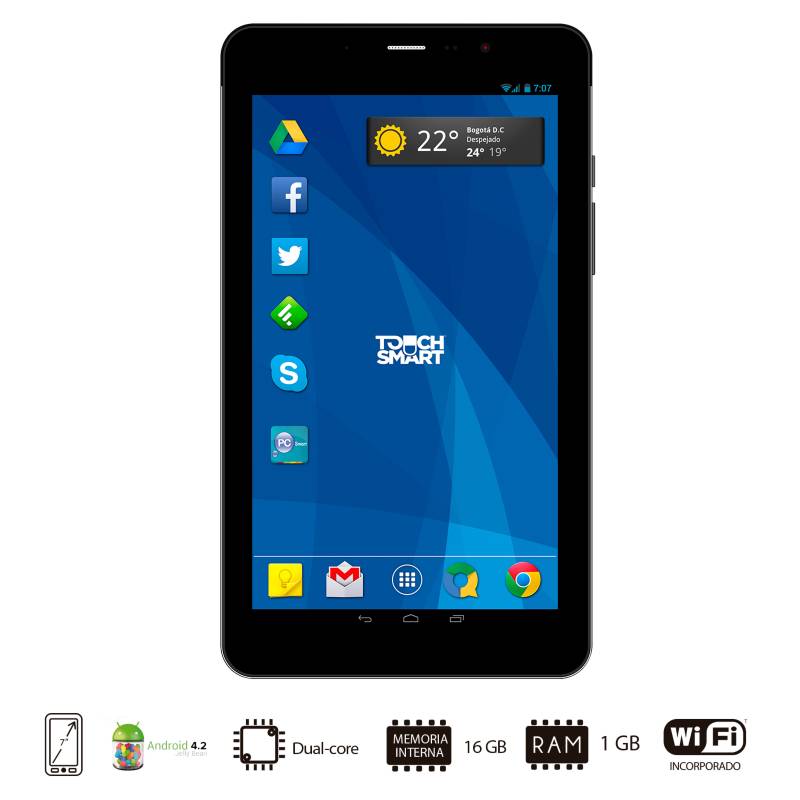 PC SMART - Tablet 7 Dual Core 3GB 16GB Negro