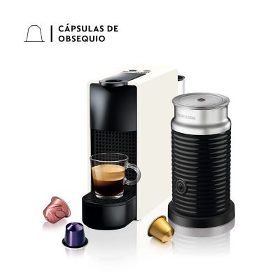 Cafetera Con Cápsula Nespresso Essenza Mini Blanca Con Espumador De Leche