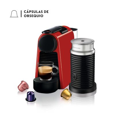 Cafetera con Cápsulas Nespresso Essenza Mini Roja con Espumador de Leche