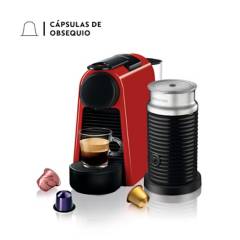 Nespresso - Cafetera con Cápsula Essenza Mini Roja con Espumador de Leche