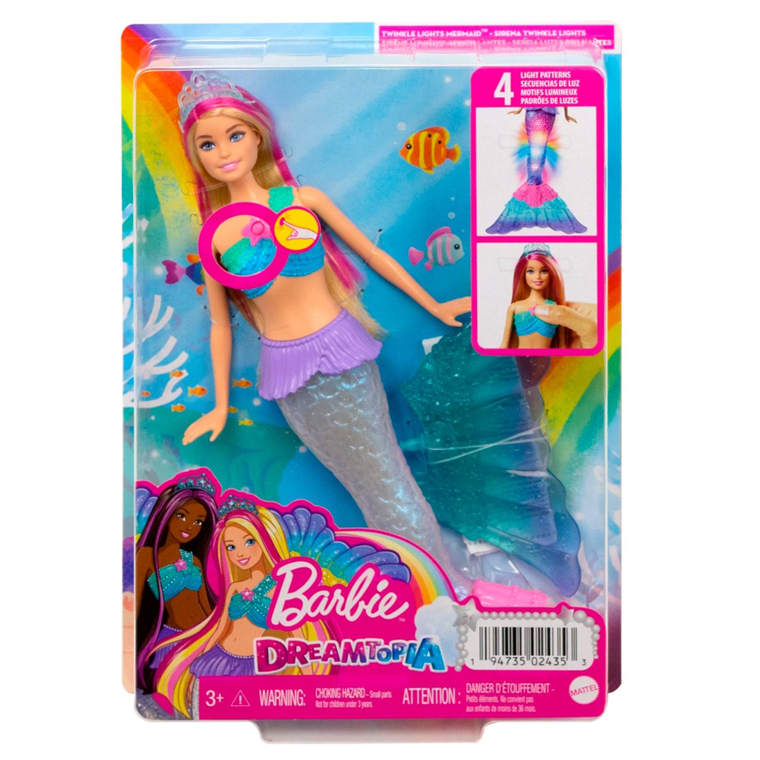 BARBIE Muñeca Barbie Dreamtopia Sirena Luces Brillantes 