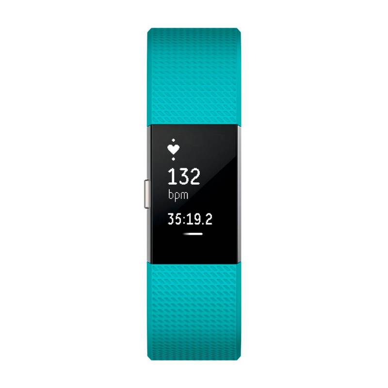 Fitbit - Smart Band Charge 2 Teal Small Plateado