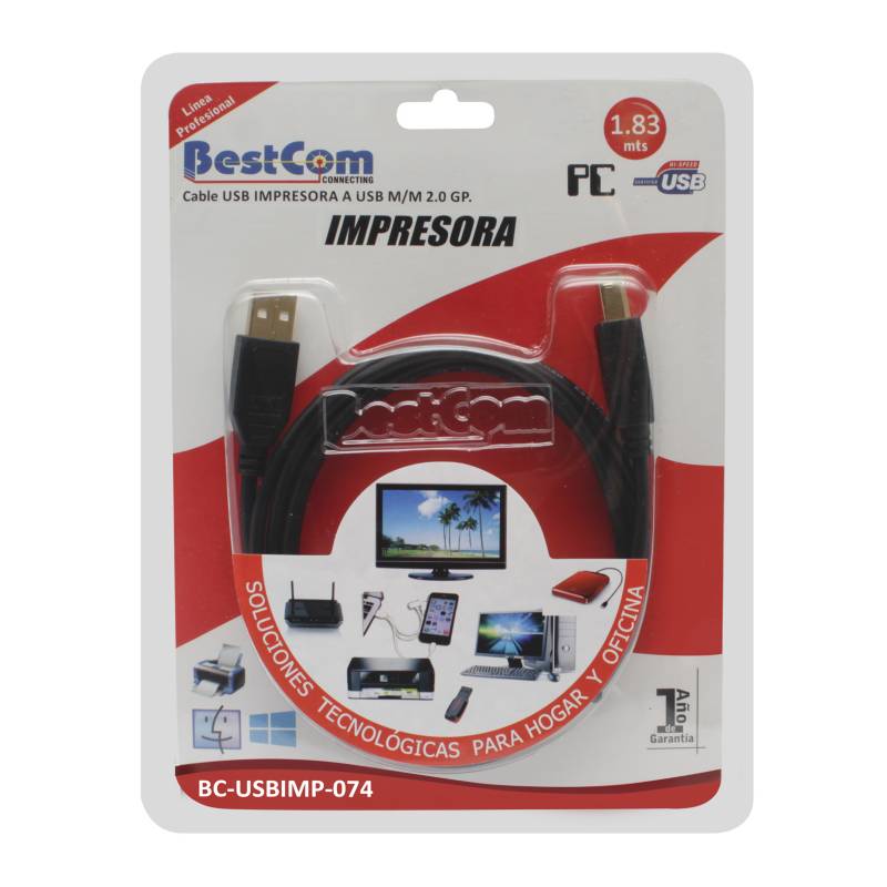 BestCom  - Cable USB Impresora A/B 2.0 1.83 m