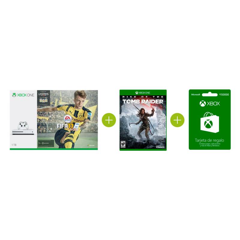 Xbox - Combo Consola Xbox One S 1TB FIFA17 + Live COP + Tombrider