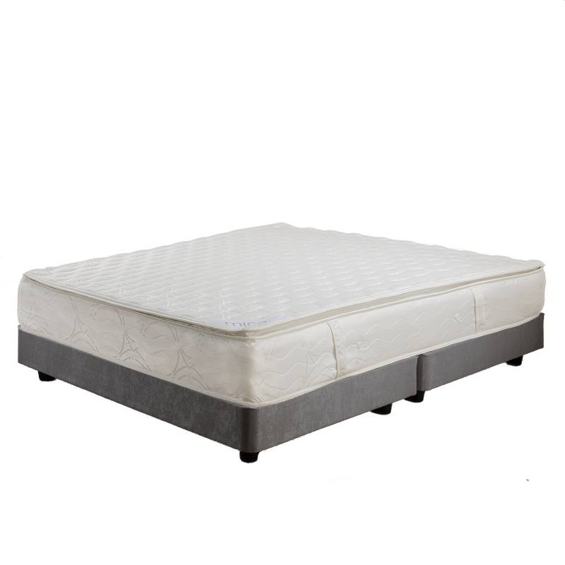 MICA - Colchón con Base Cama cama Doble Firme Ortopédico Resortado con Pillow Mica Firm 140 x 190 cm + 2 Almohadas Mica