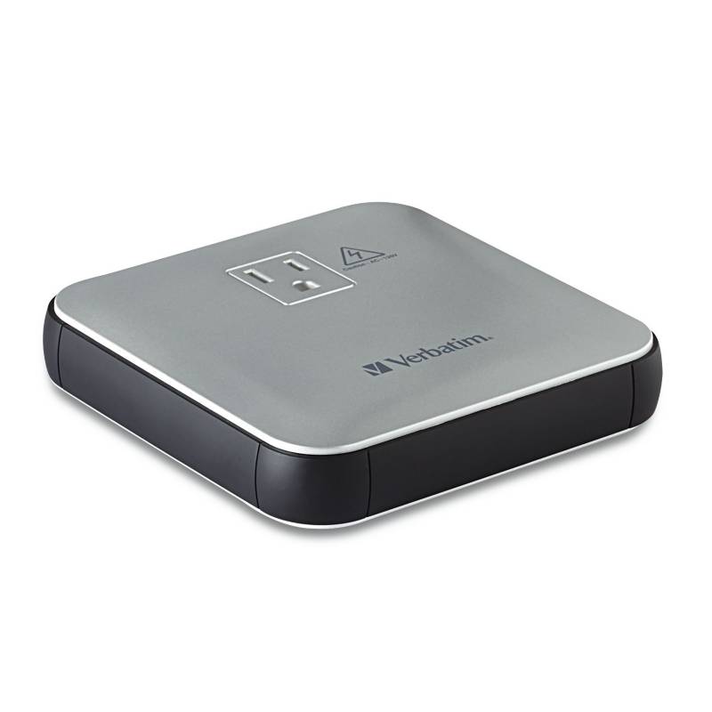 VERBATIM - Tomacorriente Portátil CA/USB, 12 000 mAh - Plata
