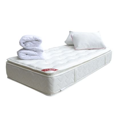 Colchón Semidoble Firme Ortopédico con Doble Pillow Resortado Supreme 120 x 190 cm + Almohada + Protector Colchones Spring