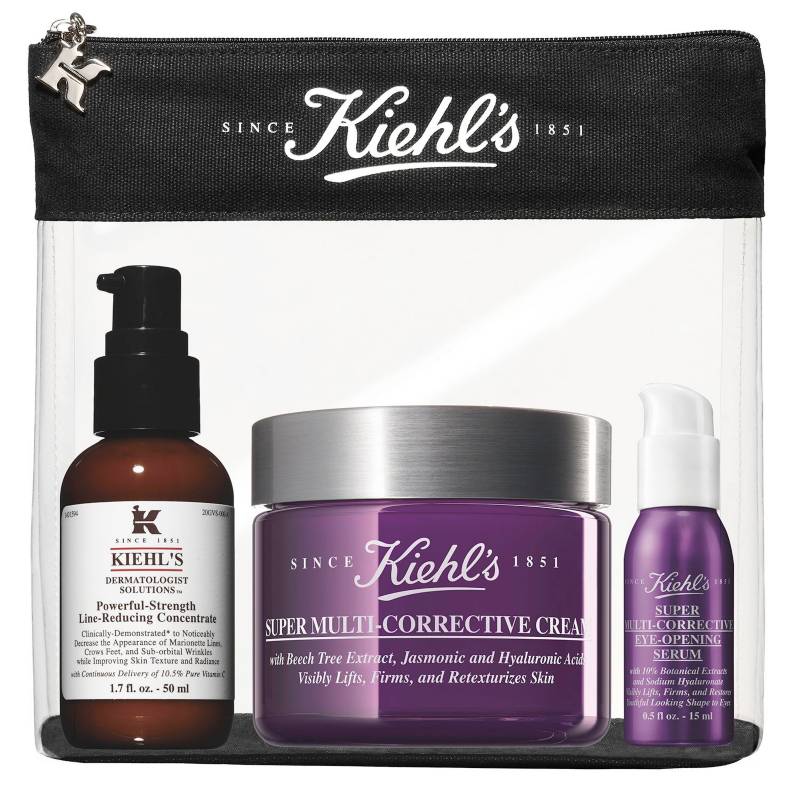 Kiehls - Pack Reductor de Arrugas + Crema Correctiva+  Serum Correctivo Ojos + Cosmetiquera