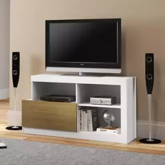 MULTIMOVEIS - Mueble de Televisión Moderno de 135 x 72 x 38 cm  para Televisores de Hasta 55 Pulgadas, Blanco Multimoveis
