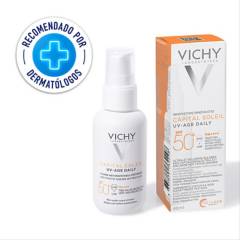 VICHY - Crema Protector Solar UV-Age SPF50+ con Color Capital con Péptidos Vichy para Todo tipo de piel 40 ml