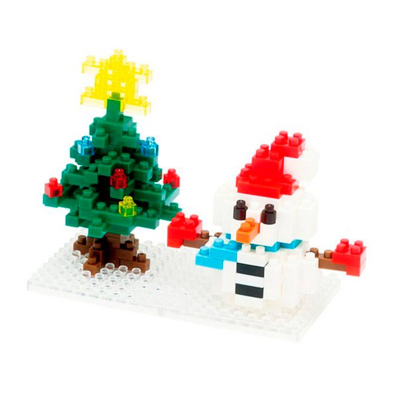 NANOBLOCK - Armable Muñeco de Nieve Árbol de Navidad
