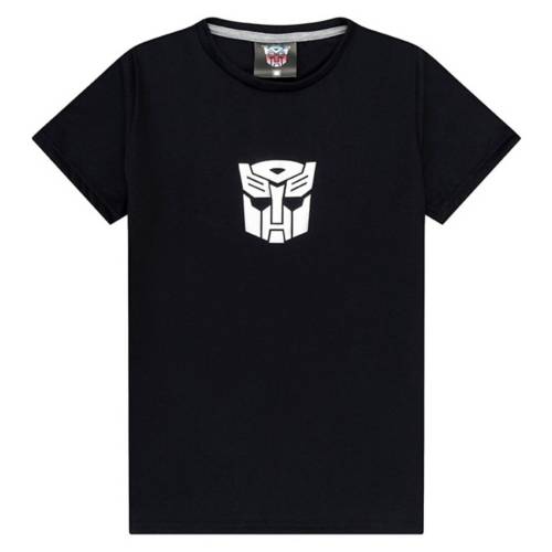 Camiseta Mc Negra Escudo Plata Niño Transformers
