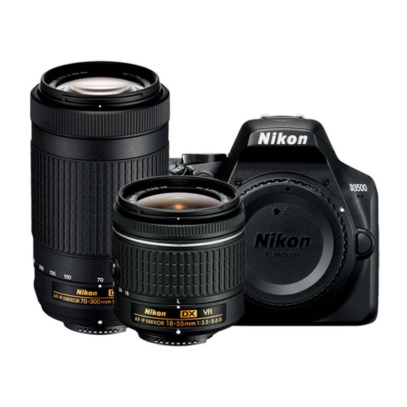 Nikon - Cámara profesional Nikon D3500 + Lente 18-55+75-300 24 MP D3500.2