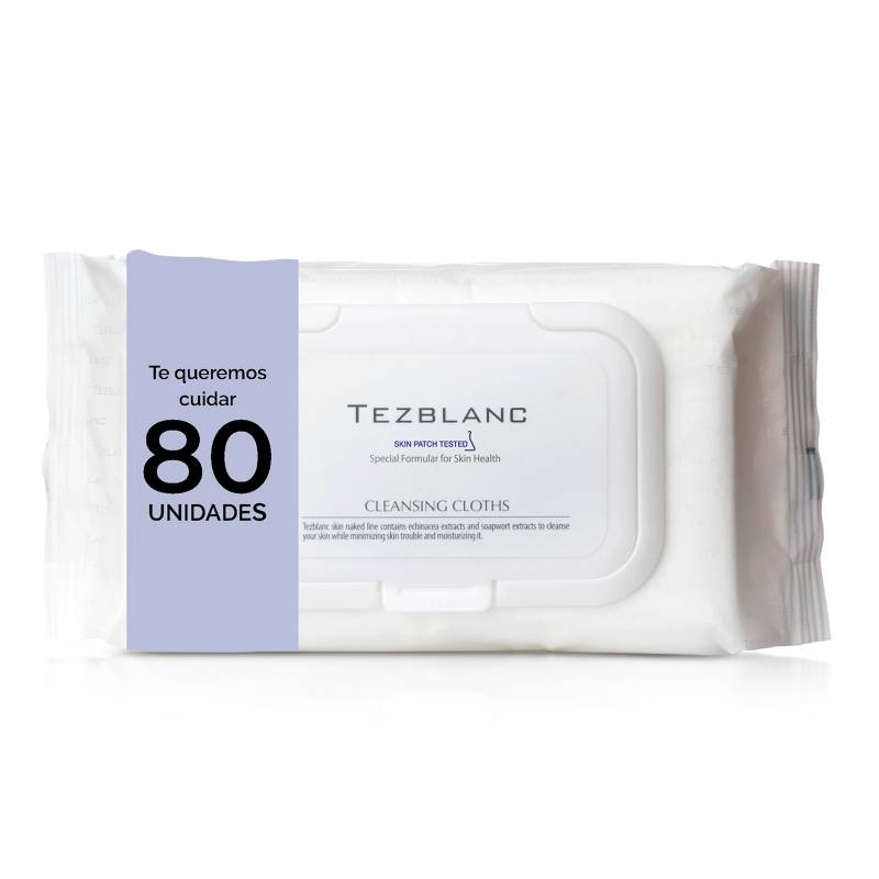 TEZBLANC - Toallitas Limpiadoras Desmaquillantes 80 Unid/Hidratantes