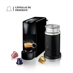 Nespresso - Cafetera con Cápsula Nespresso Essenza Mini Negra con Espumador de Leche