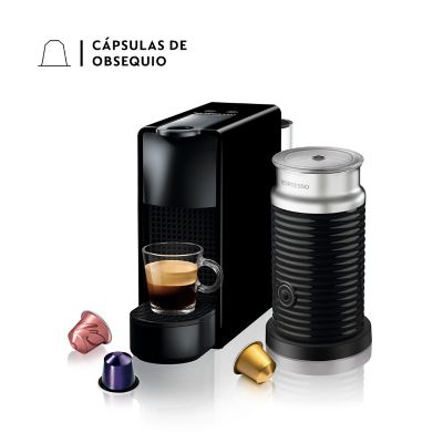 Cafetera con Cápsulas Nespresso Essenza Mini Negra con Espumador de Leche
