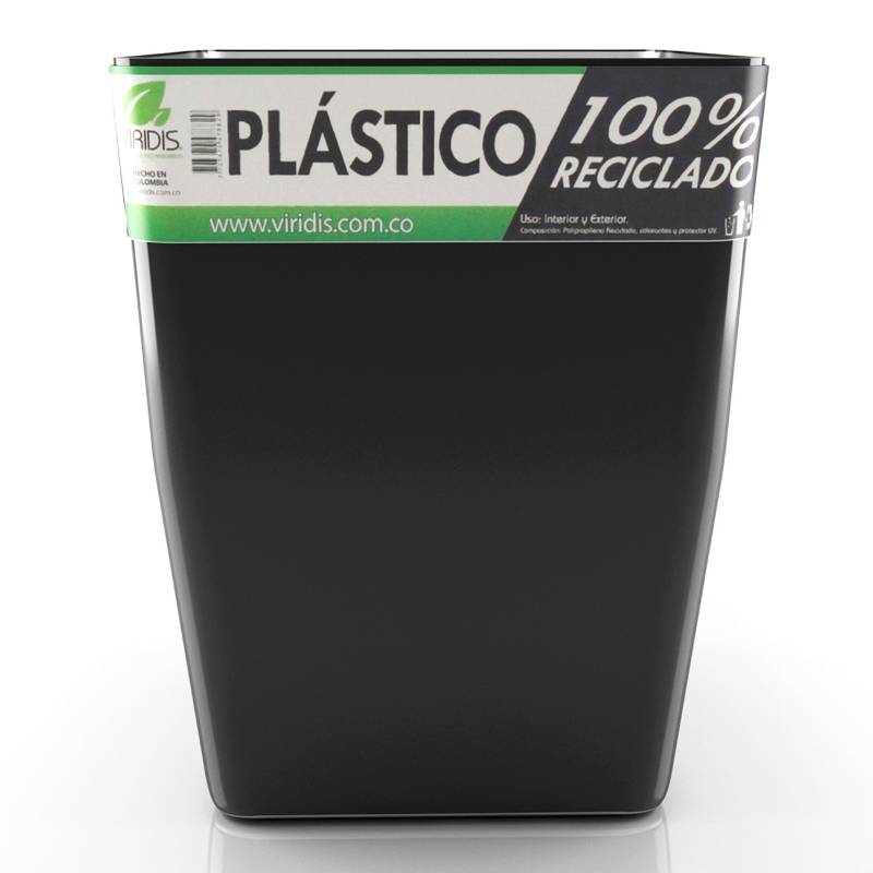 Viridis - Matera Plástico 100% Reciclado Negra 40 cm