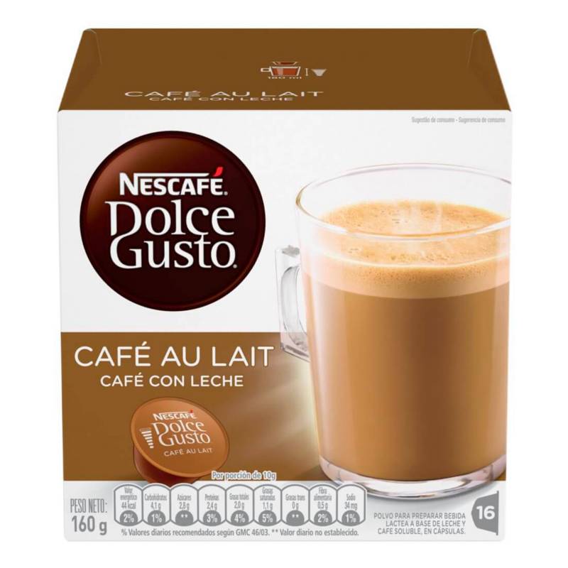 Cápsulas Nescafé Dolce Gusto Café con Leche - Au Lait 16 Cápsulas