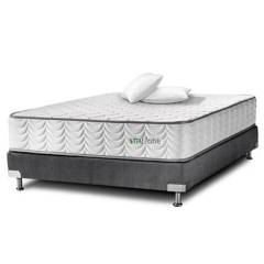 CONFORT VITAL - Colchón con Base Cama cama Semidoble Firme Ortopédico Resortado Vital One 120 x 190 cm + Almohada Confort Vital
