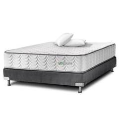 CONFORT VITAL - Colchón con Base Cama cama Doble Firme Ortopédico Resortado Vital One 140 x 190 cm + 2 Almohadas Confort Vital