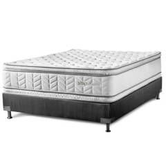 Colchón con Base Cama cama King Firmeza Suave Ortopédico Doble Pillow Resortado Vital Advance 200 x 200 cm + 2 Almohadas + Protector Confort Vital