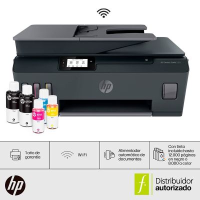 Impresora Multifuncional HP Smart Tank 530 Conexión por WIFI y Bluetooth a Color con Carga Continúa Compatibilidad Universal Táctil escaner y copiadora