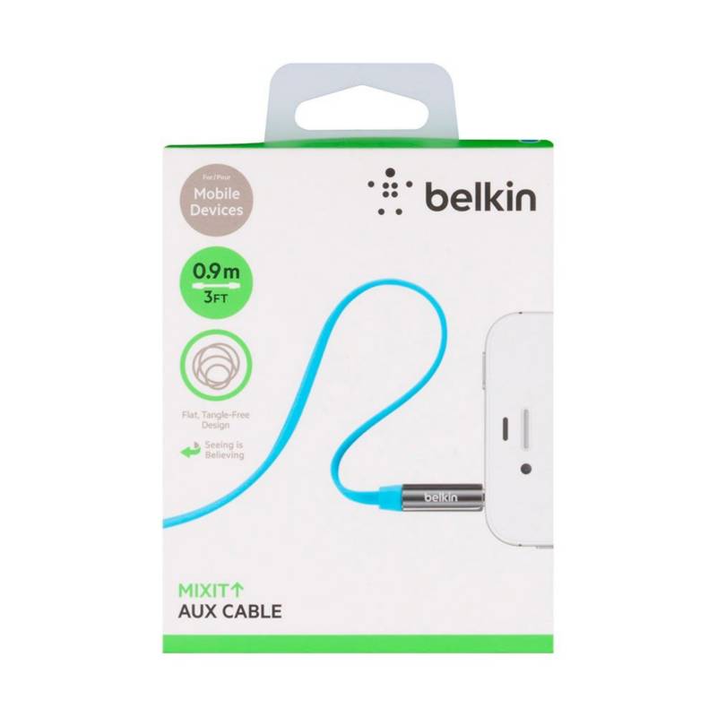 BELKIN - Cable belkin auxiliar 3.5 mm plano azul