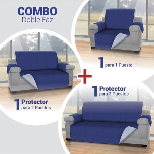 Generico - Combo 3 Cubre sofás Azul: 1 Puesto + 2 puestos + | Knasta  Colombia