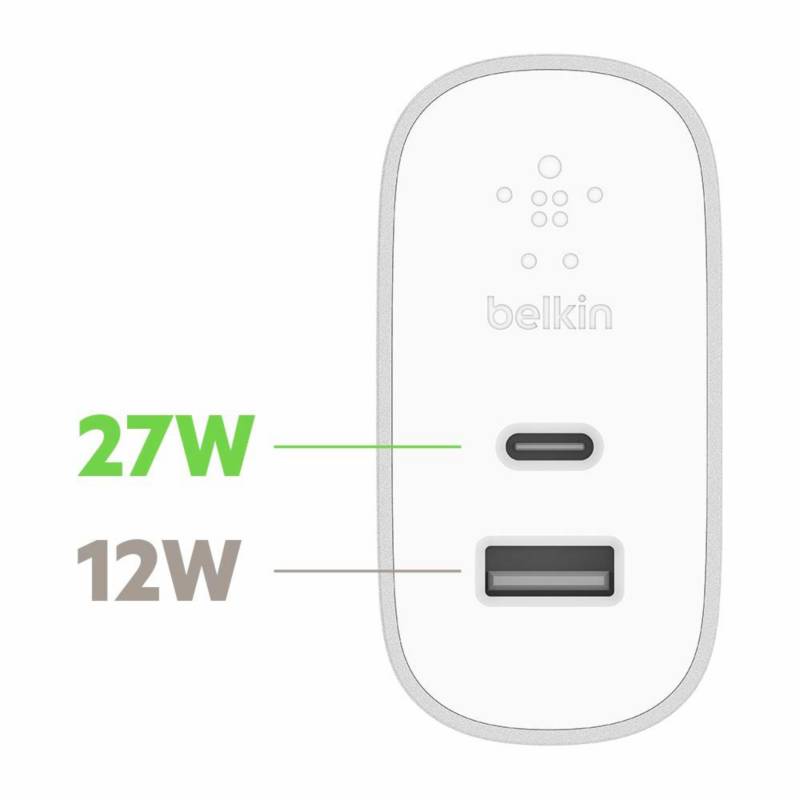 BELKIN - Adaptador de Pared Belkin USB Tipo-A Y Tipo-C Gris