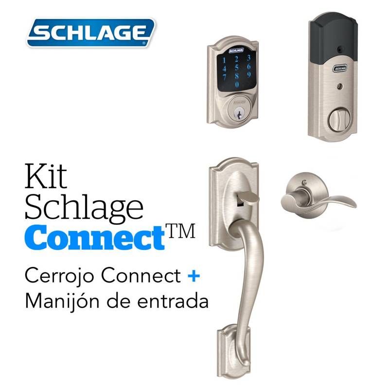 Schlage - Kit Connect Camelot Satin+Manijon  Izquierda  